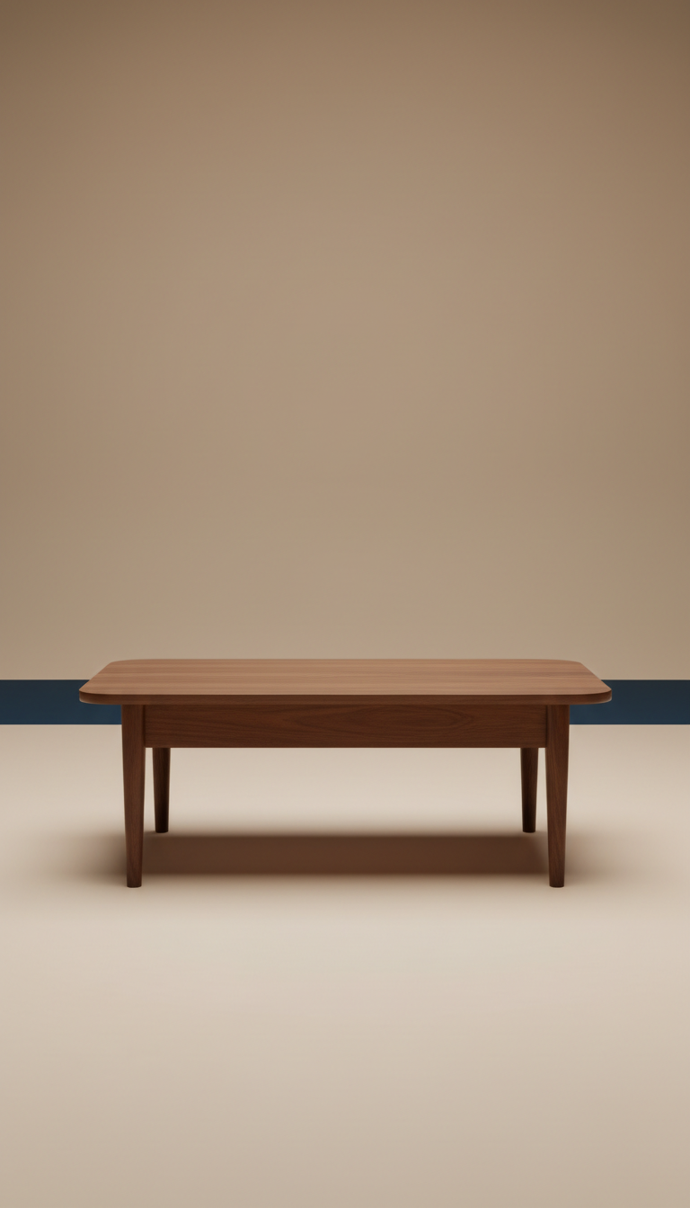 Walnut coffee table with tapered legs